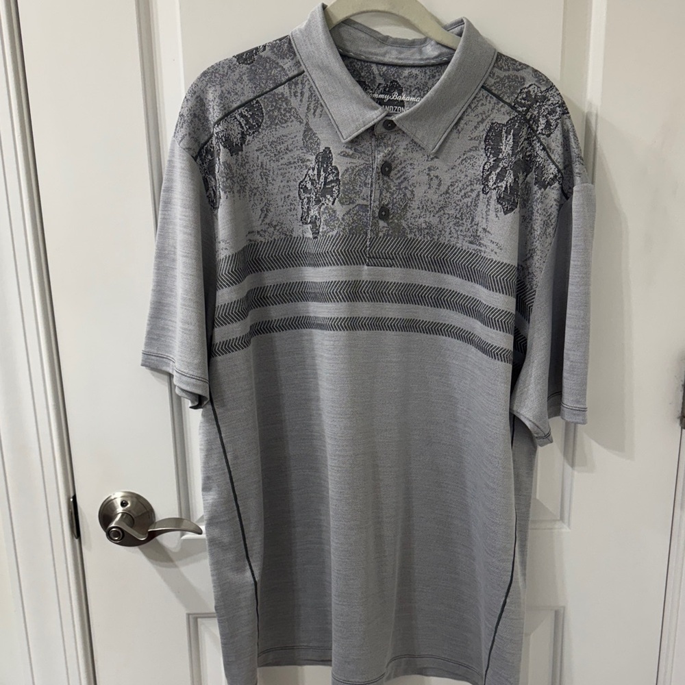 Tommy Bahama Islandzone Gray Patterned Polo Shirt
